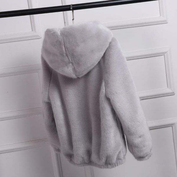 

women's fur & faux autumn and winter imitation coat female korean version of the loose cute short rex hat, Black