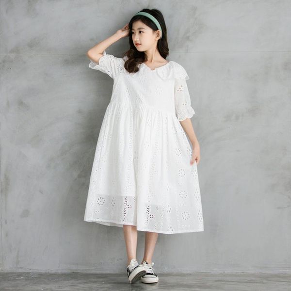 

teen girls party birthday elegant girl dresses white lace cotton hollow out 10 12 13 14 years, Red;yellow