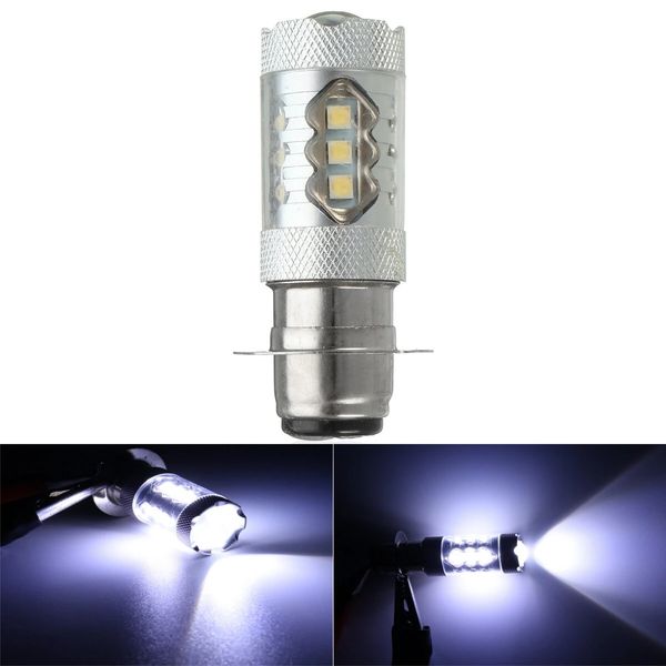

2pcs 10-30v px15d 16led 80w 6500k motorcycle fog driving drl headlight light bulb