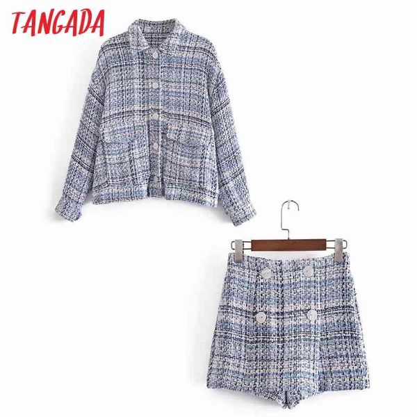 

women's tweed oversized jacket spring fashion suit 2 piece set coat and shorts 3h218 210416, White