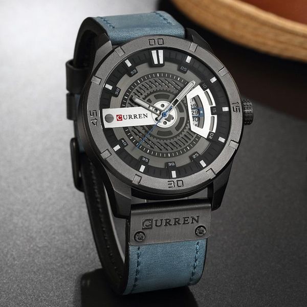 

wristwatches relogio masculino curren watch men waterproof calendar sport military male clock 3d dial man wristwatch 8301, Slivery;brown