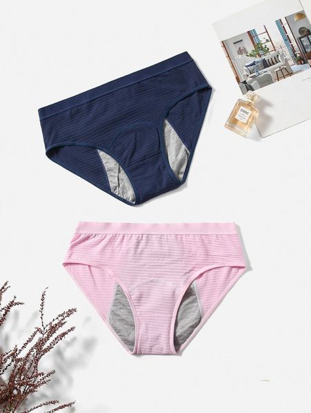 

2pack plus menstrual period function panty set 35ym#, Black;white