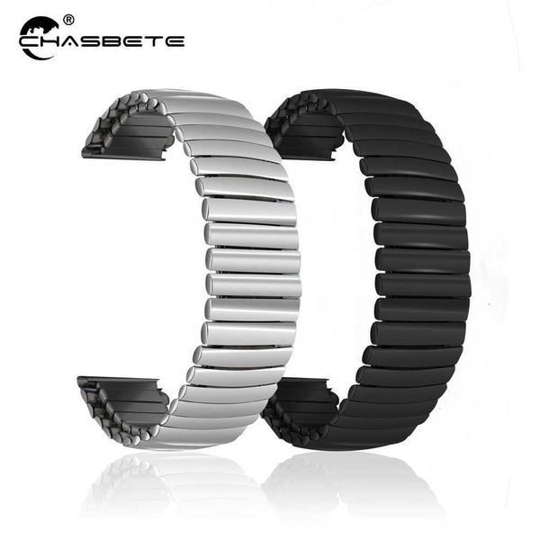 Edelstahl-Uhrenarmband 12 mm, 14 mm, 16 mm, 18 mm, 20 mm, 22 mm, 24 mm, Gummiband, Schlaufe, Handgelenk-Erweiterungsgürtel, Strech-Armband, Schwarz H0915