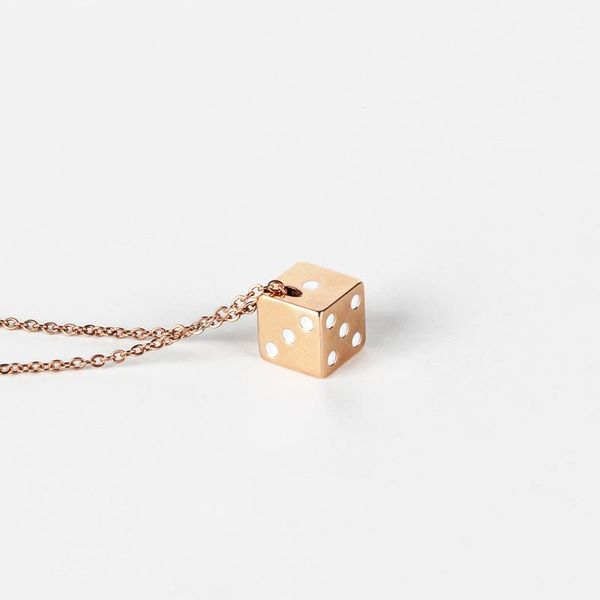 

pendant necklaces men's ecklace women stainless steel dice chain necklace jewelry on the neck hip hop rose gold accessories, Silver