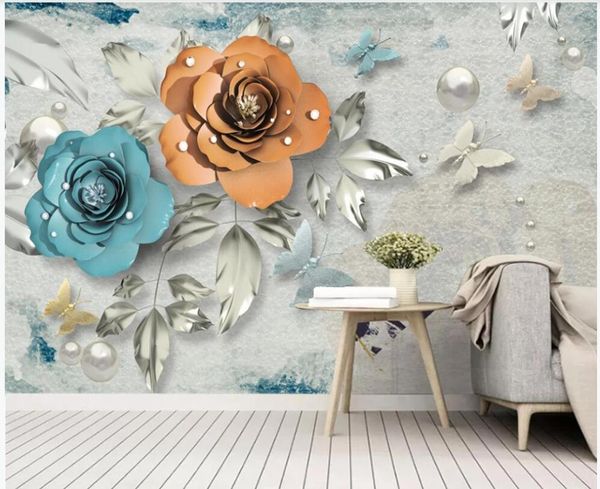 

custom mural 3d po wallpaper retro light luxury jewelry rose flower home decor living room for walls 3 d in rolls wallpapers
