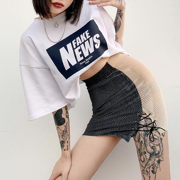 

skirts 2021 autumn and winter female decoration height waist bag hip fashion two-color stitching skirt women korean style, Black