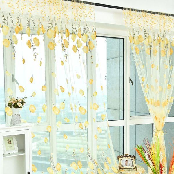 

floral printed luxurious window curtains sheer voile for bedroom living room balcony kitchen tube curtain home decor & drapes