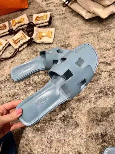 

21 classic h leather flat bottom slippers zlh, Black