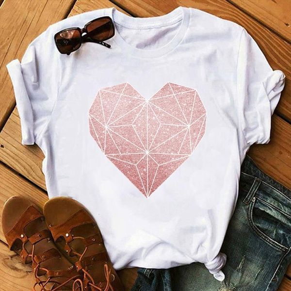 

fashion woman tshirts geometric and mens women heart printed love casual harajuku tumblr kawaii tee femme clothes, White;black