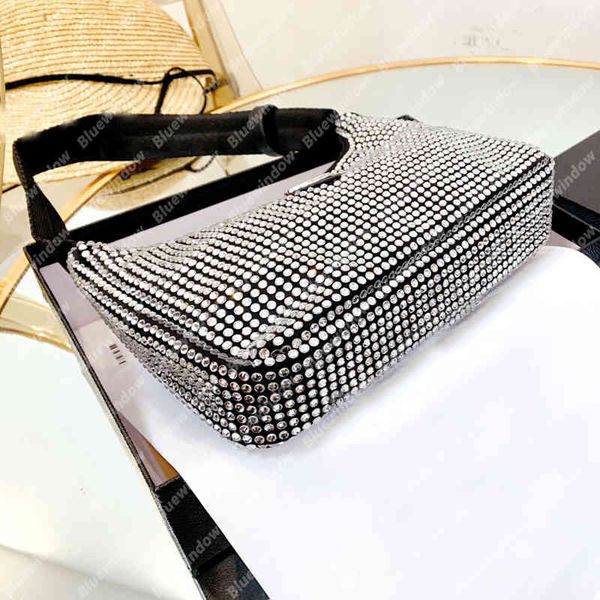 

2021 diamonds shoulder handbags luxurys bags crossbody bag backpack totes half moon hobo designers purses satin 21030602l