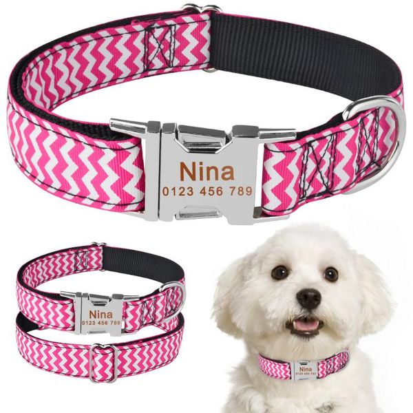 

airuidog personalized dog collar fabric id name tag buckle custom engraved puppy s m l collars & leashes