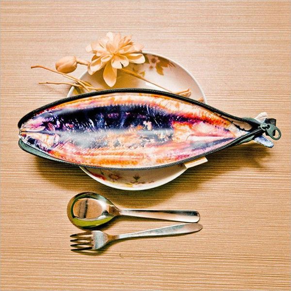 

storage bags simulation creative 3d fish-shaped pen bag stationery school supplies cosmetics mobile phone wallet