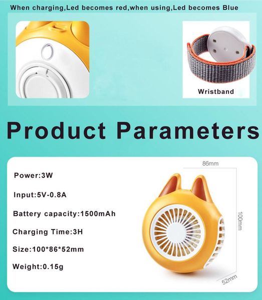 

electric fans 2021 wristband fan ring type watchband cooling rechargeable air cooler cute handhold strap mini usb conditioner