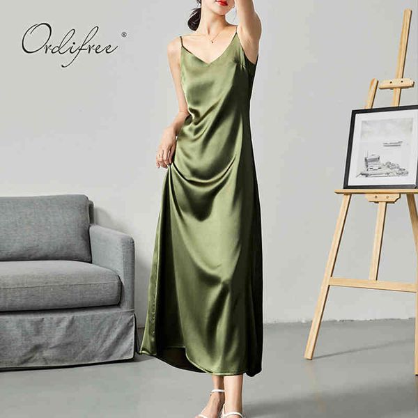 

summer women long party spaghetti strap satin slip dress 210415, Black;gray