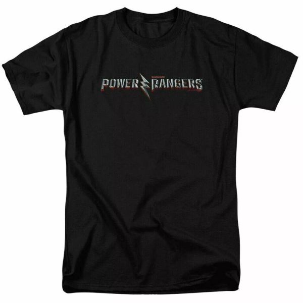 

power rangers movie movie logo t shirt mens licensed movie tee black, White;black