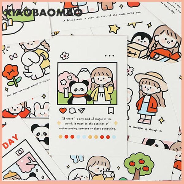 

bookmark 30 sheets / set ins cute girl animal stick figure postcard cartoon greeting card birthday gift message