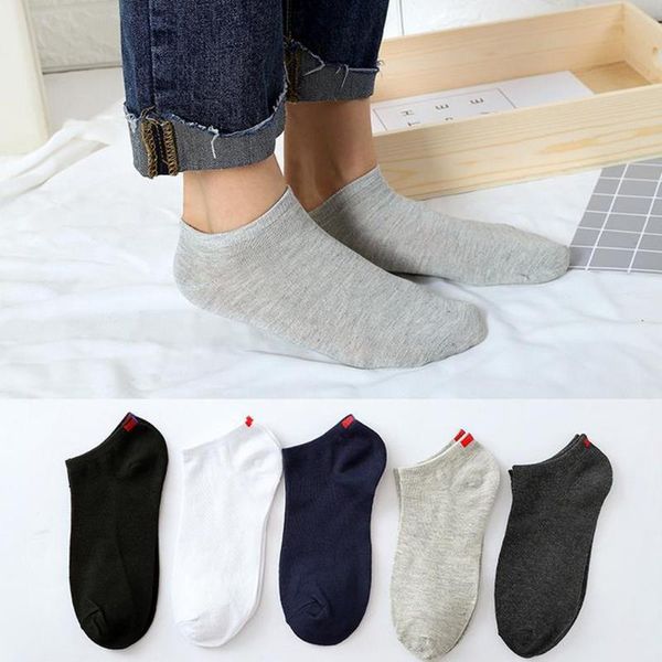 

men's socks 1 pair shallow mouth cotton casual solid color and women's ankle, Black