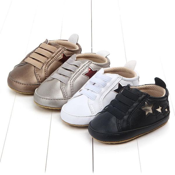 

first walkers 2021 arrived baby boys girls sequins sport shoes sneakers five star pattern pu leather moccasins