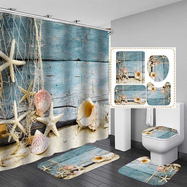 

shower curtains 180x180cm polyester sea beach shell printed bath screen waterproof products bathroom decor with hooks