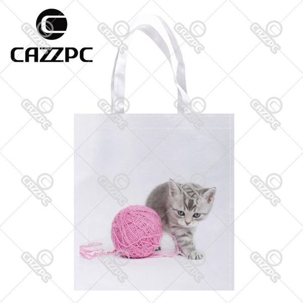 

shopping bags cute cat pink wool pattern print custom individual lightweight polyester fabric reusable bag gift