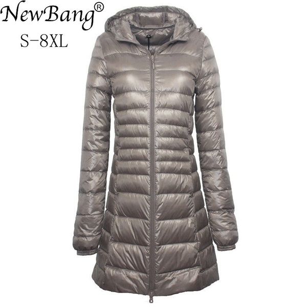 

newbang 7xl 8xl plus long down jacket women winter ultra light down jacket women with hooded down coat female big size coats, Black