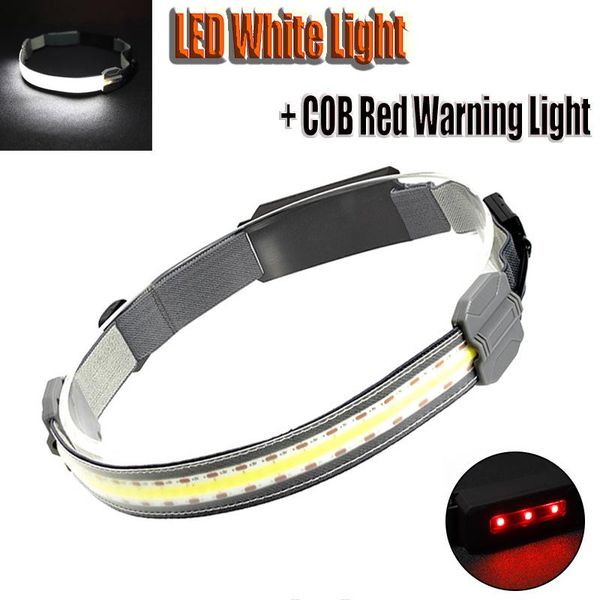 

headlamps 200000lms led headlamp usb rechargeable with cob warning headlight built-in 2400mah lamp for camping running fishing