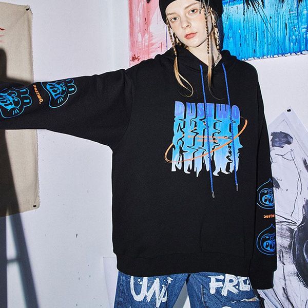 

women's hoodies & sweatshirts gothic casual punk plus size vintage winter female letter harajuku ins loose long sleeve hip hop pocket h, Black