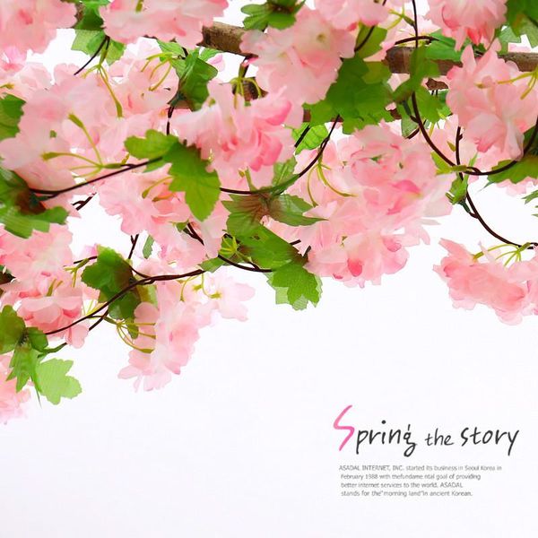 

decorative flowers & wreaths 230cm long artificial cherry blossoms flower fake string vine garland wedding arch party home pipe backdrop dec