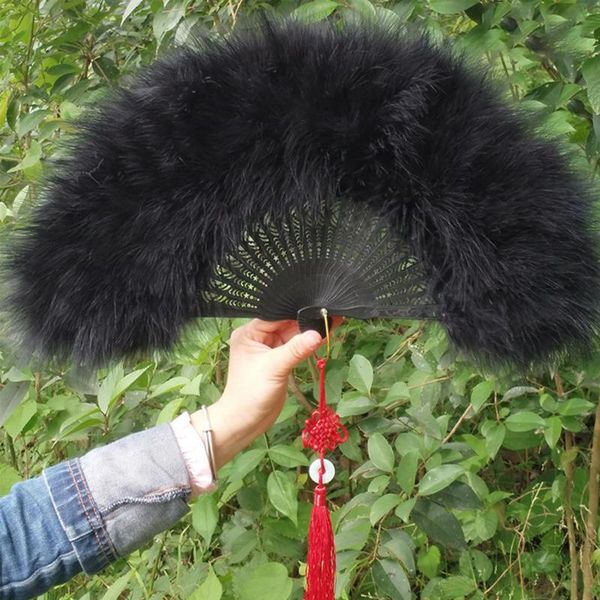 

fluffy feather folding fans for women girls wedding party decorations black white feathers hand prom clothing accessories other home decor