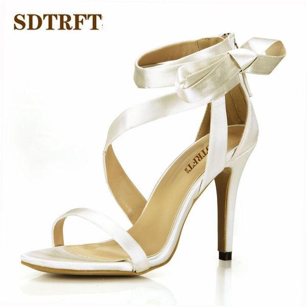 

zapatos mujer bowtie cross strap sandals summer shoes woman 10cm thin high heels peep toe pumps sandalia feminina, Black