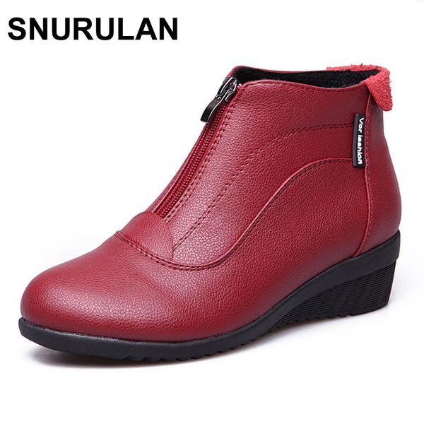 

boots snurulan ankle shoes woman fashion autumn winter leather zip, Black
