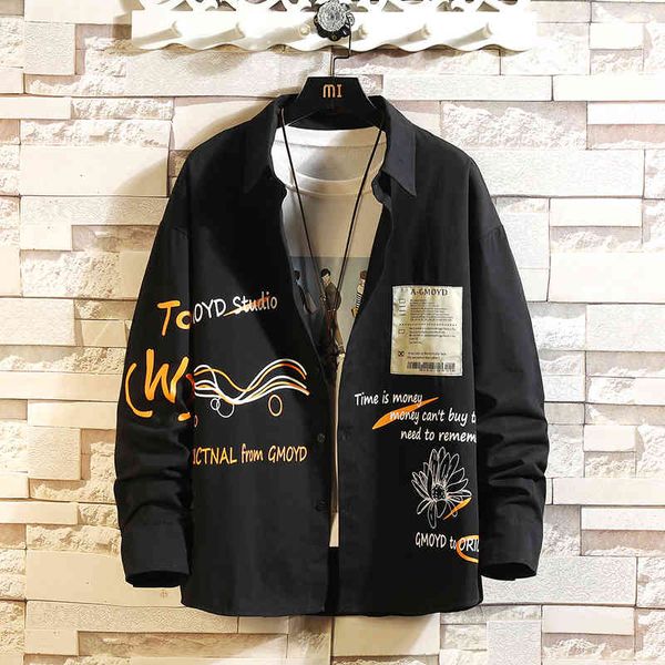 

men's t-shirts long sleeve punk shirt loose japanese streetwear fashion 2021 hip hop casual shirts plus asian size m-5xl 2ruy, White;black