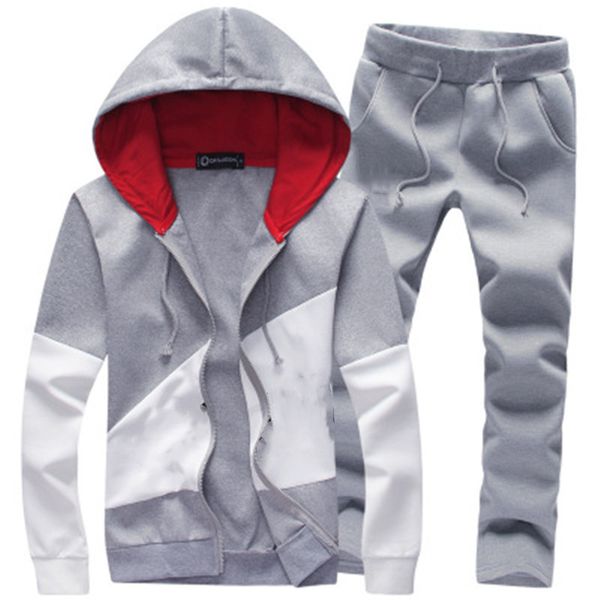 

brand sporting tracksuits men warm hooded 2 piece sets track suit polo fashion sweat suits letter print large size sweatsuit male clothing, Gray