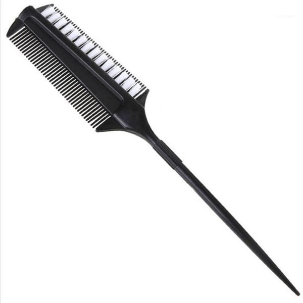 

1pc professional hairdressing double side dye comb with nylon drying brush dyeing combs hair color styling tools1, Silver