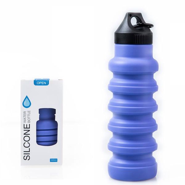 

water bottle foldable sports fitness portable outdoor silica gel cup 550ml kett
