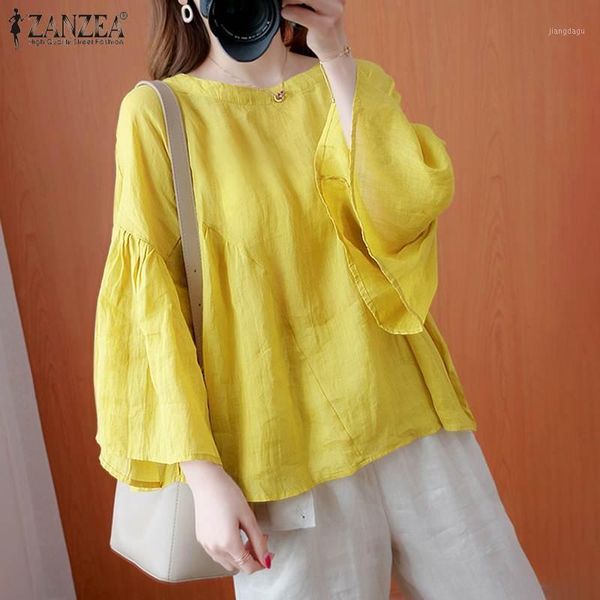 

women's blouses & shirts women's 3/4 flare sleeve shirt women spring o neck blouse casual loose holiday summer vintage work ol ch, White