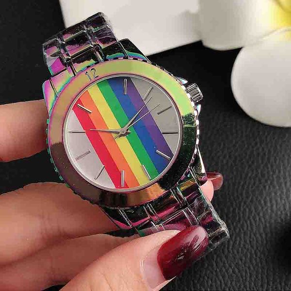 

new trend simple fashion youth colorful rainbow watch waterproof 10m zircon watch