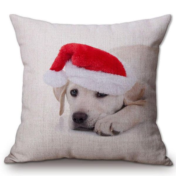 

dachshund pug dog in xmas hat decor pillows christmas decorations for home cotton linen cute cat sofa chair cushion covers cushion/decorativ