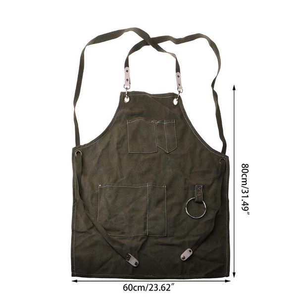 

chef apron cotton canvas cross back adjustable with cooking baking q0ka aprons