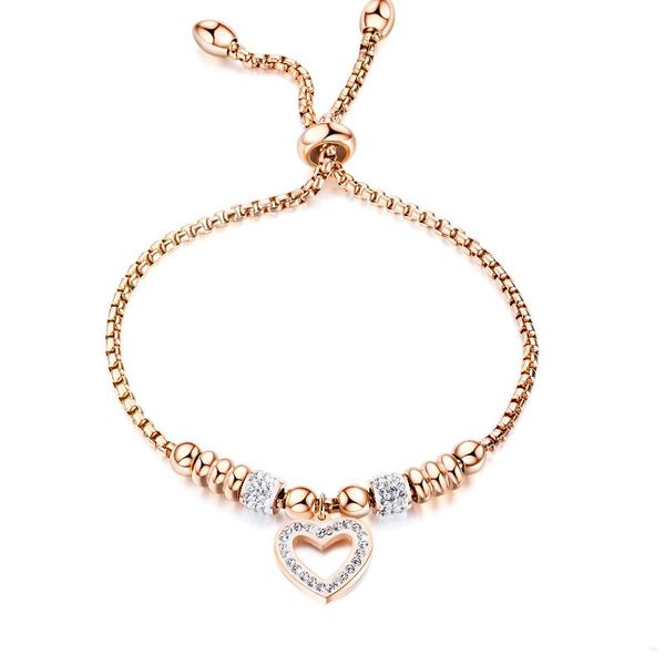 

link, chain stainless steel love heart bracelets for women party gift fashion joyas de charm jewelry, Black