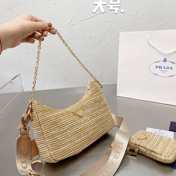 

luxurys hand bags early women summer new straw woven three in one portable one shoulder messenger women's bag designers outlet zmm