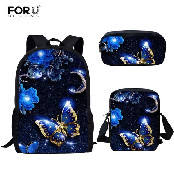 

backpack forudesigns colorful butterfly pattern print for teen girls student book bags and messenger bag pencil set bolsa