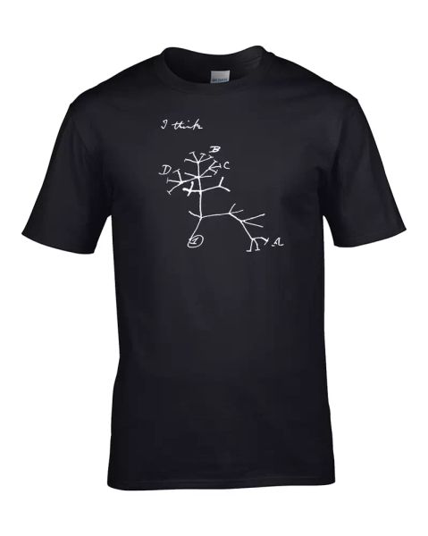 

darwin's tree of life- ideas of natutral selection- men's t-shirt, White;black