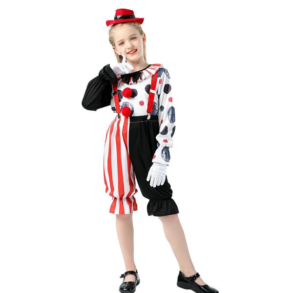 

halloween clown costum chilen's men's and women's performance play s, funny soul, stage cloth suit, Black;red