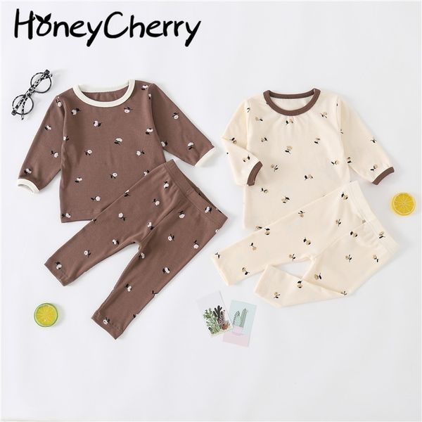 

spring and autumn baby suit cotton round neck long-sleeved t-shirt + leggings children toddler girl clothes 210515, White