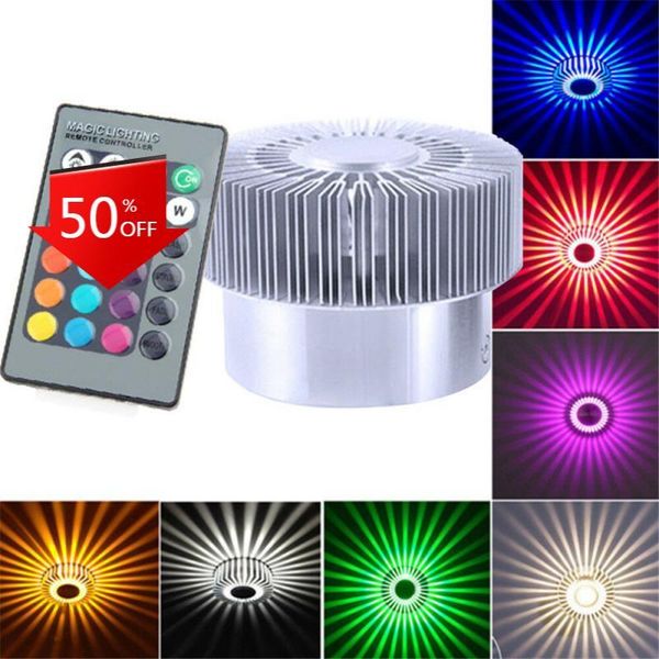 

wall lamps rgb lamp light sunflower 3w projection rays sconce 220v 110v ac nordic modern decorative wandlamp led