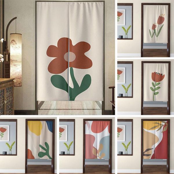 

japanese hanging door curtain nordic morandi cute flowers for kitchen bedroom home decoration noren half partition curtains & drapes