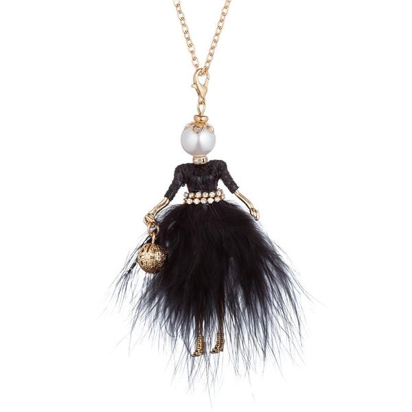 

fashion doll necklace 4 colors boho rhinestone fur women accessories jewelry female gifts pendant necklaces, Silver