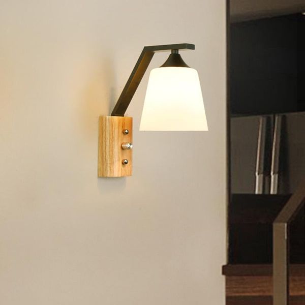 

wall lamps nordic solid wood lamp with switch bedroom bedside creative original color living room aisle japan