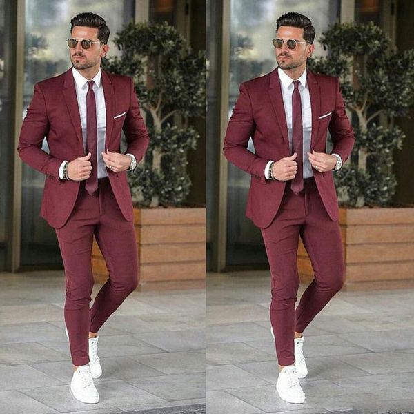 

custom made burgundy coat pants mens wedding suits business man blazers bridegroom blazer groom, Black